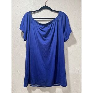 Westloop Royal Blue Short Sleeve Scoop Neck Knit Top Womens Large Stretch Tee